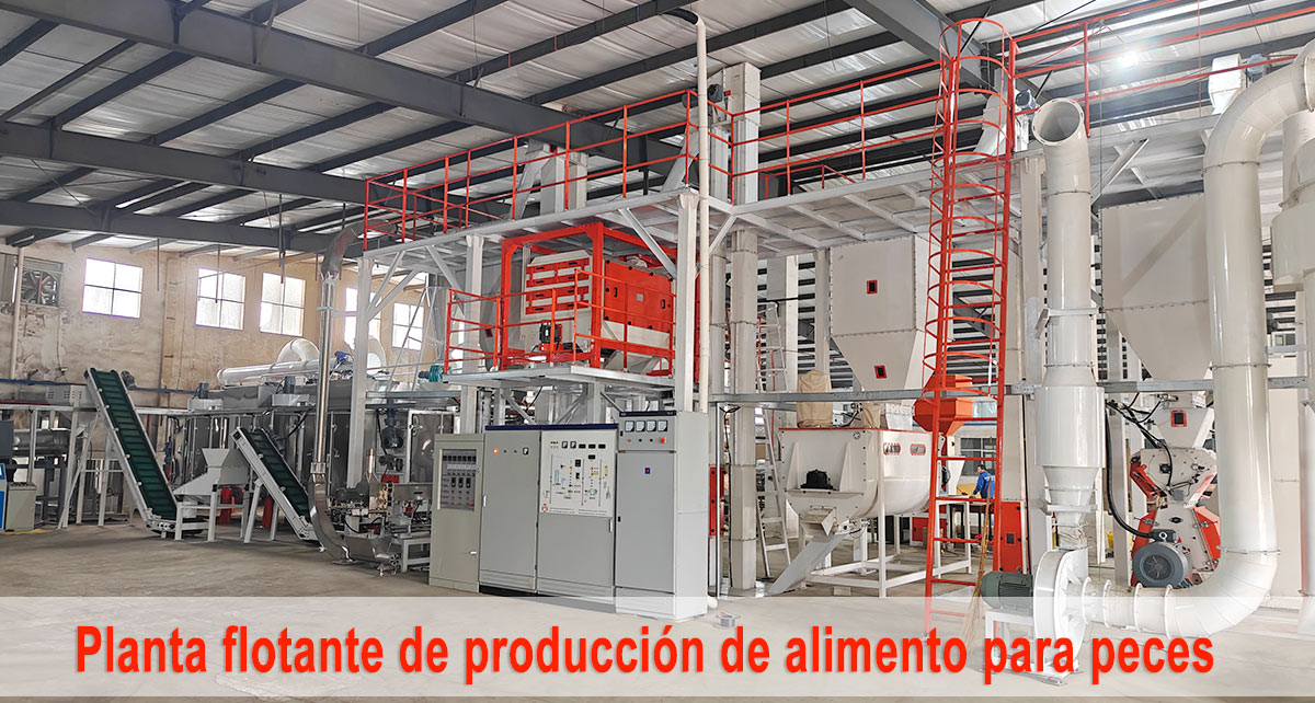 Planta flotante de producción de alimento para peces